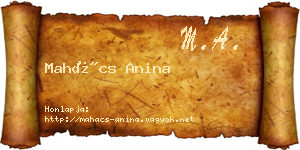 Mahács Anina névjegykártya